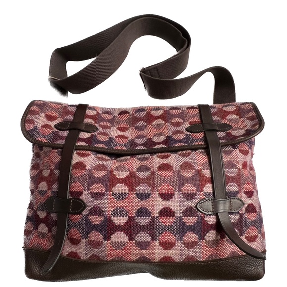 MELIN TREGWYNT Crossbody Bag Tapestry Wool Purple Brown Leather Bottom Brady - Picture 4 of 11